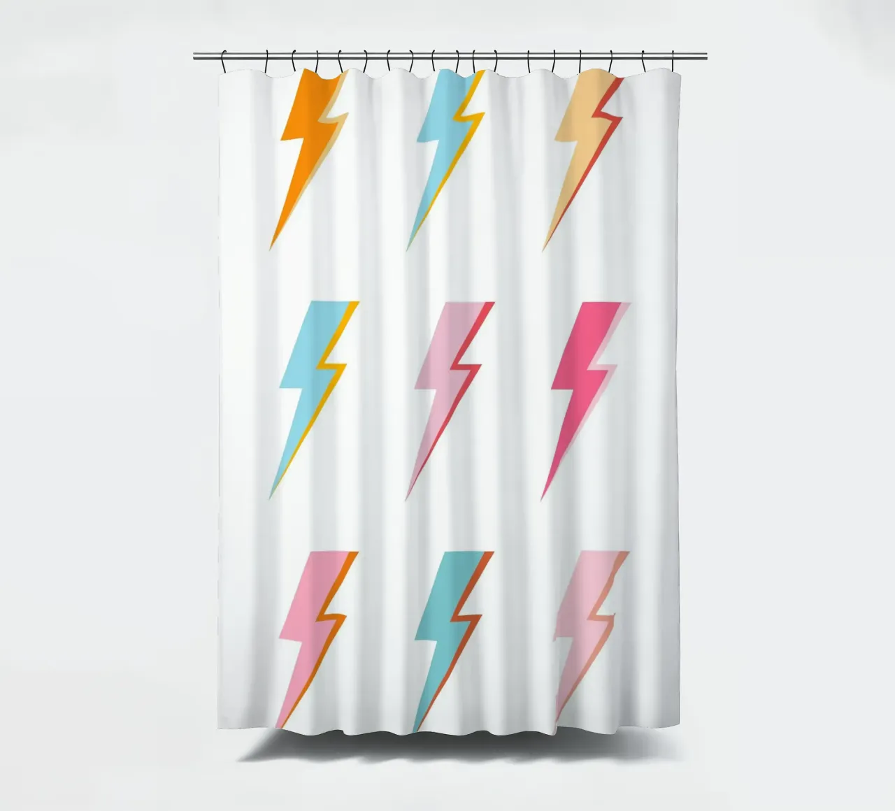 Lightning Bolt Pop Art: Vibrazioni elettriche pastello retrò tenda da doccia da homdeco