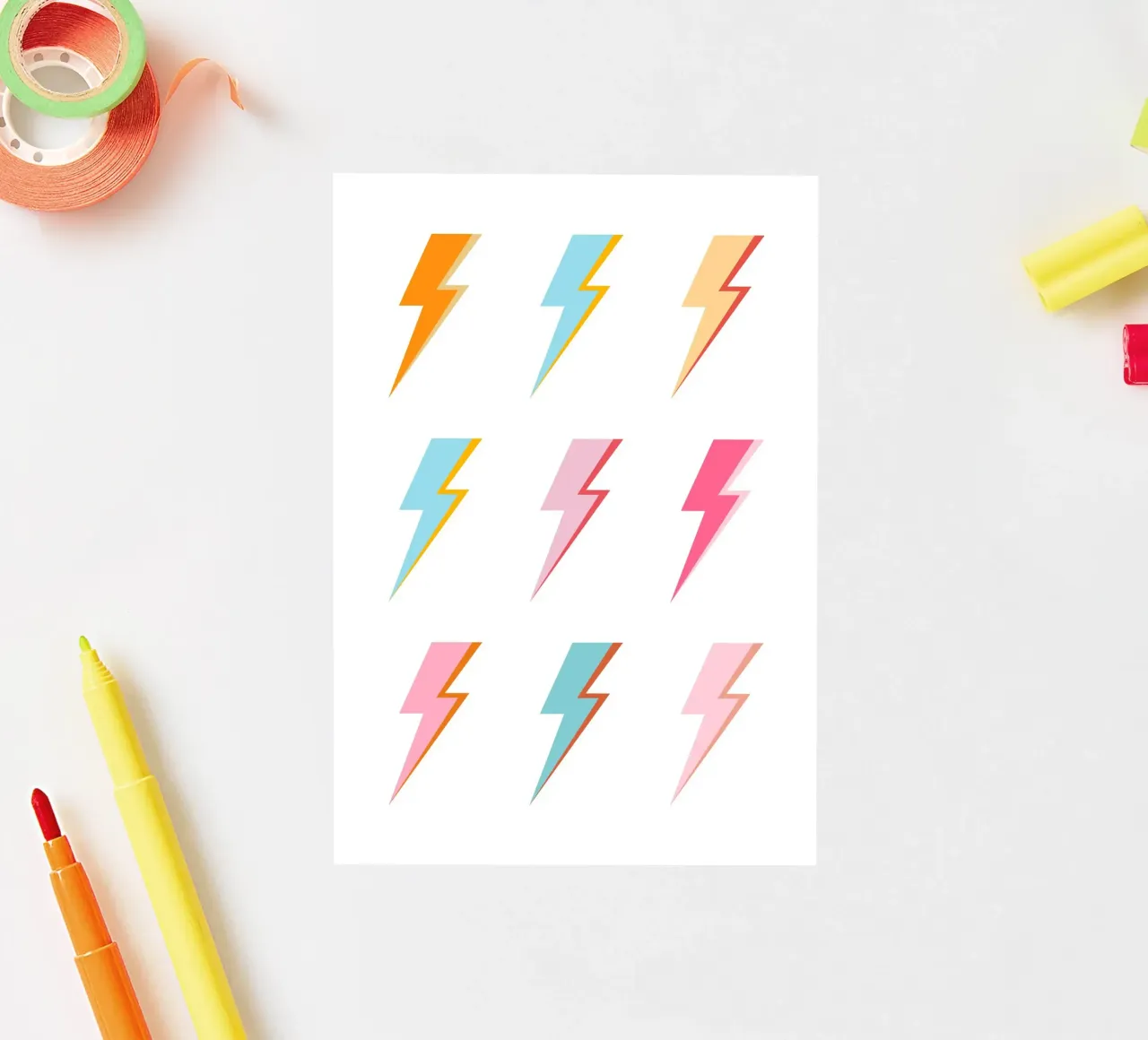 Lightning Bolt Pop Art: Vibrazioni elettriche pastello retrò adesivo da homdeco
