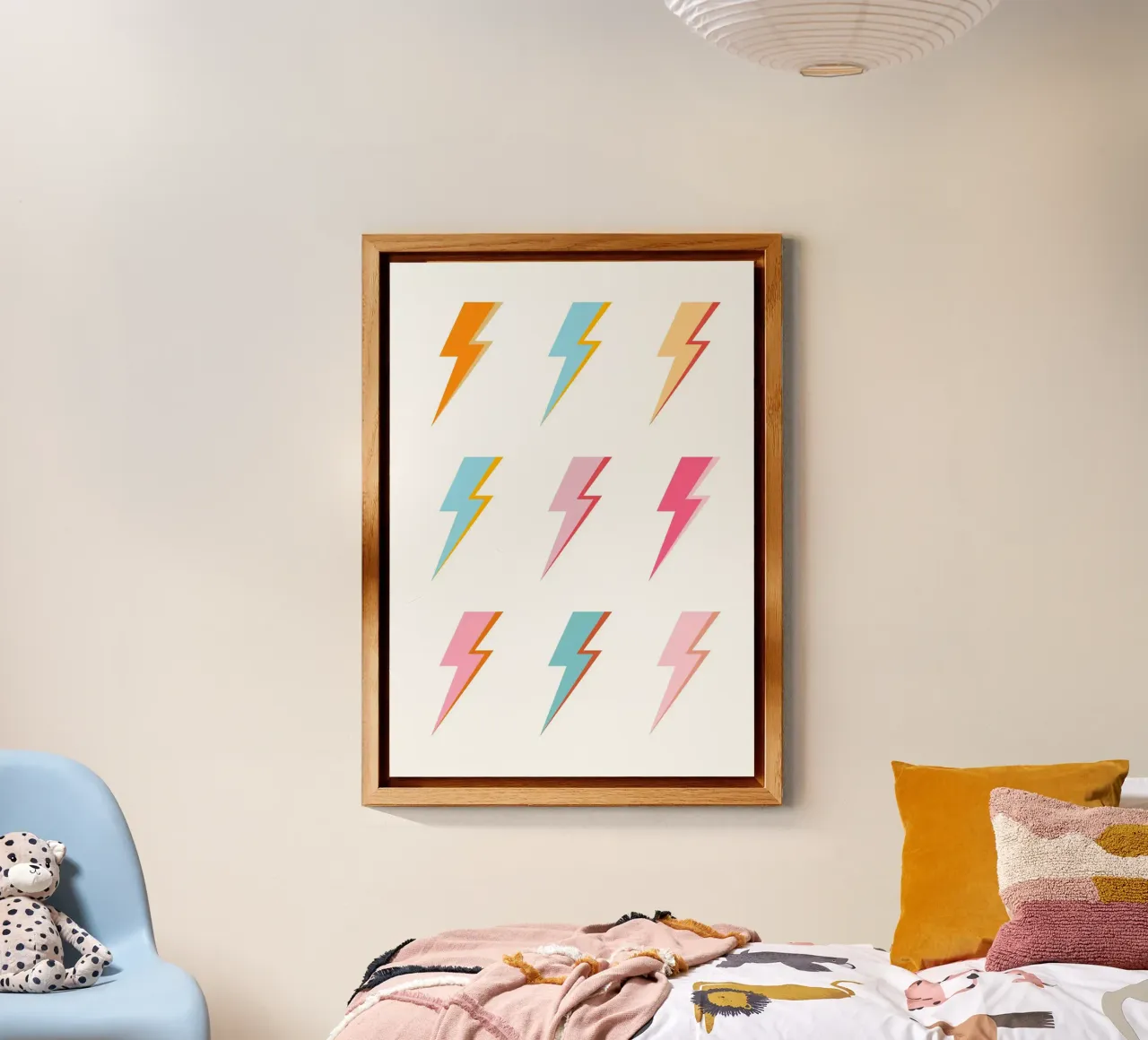 Lightning Bolt Pop Art: Vibrazioni elettriche pastello retrò alluminio dibond da homdeco