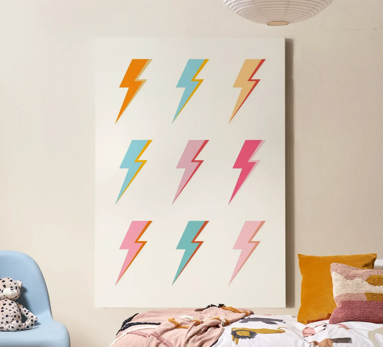 Lightning Bolt Pop Art: Vibrazioni elettriche pastello retrò tela da homdeco