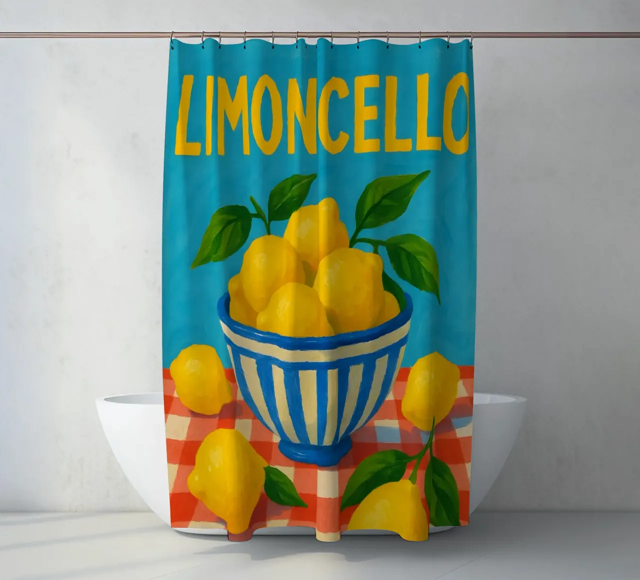 Limoncello shower curtain by Wall of Whispers