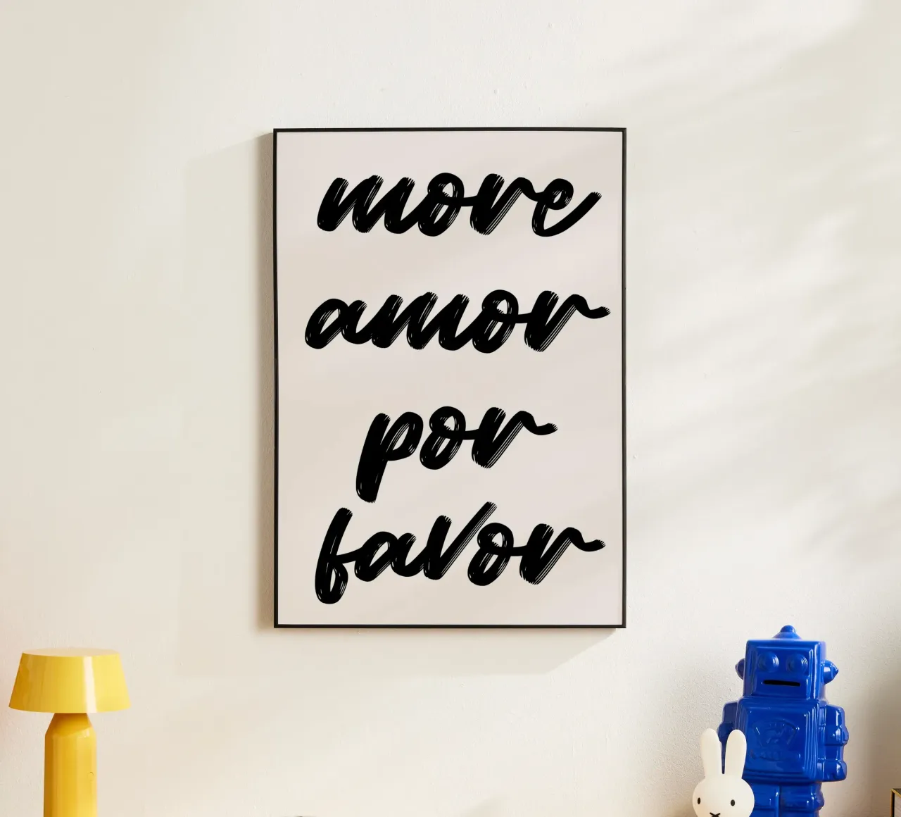 More Amor Por Favor: Hand-Lettered Script Art Print alu-dibond by homdeco