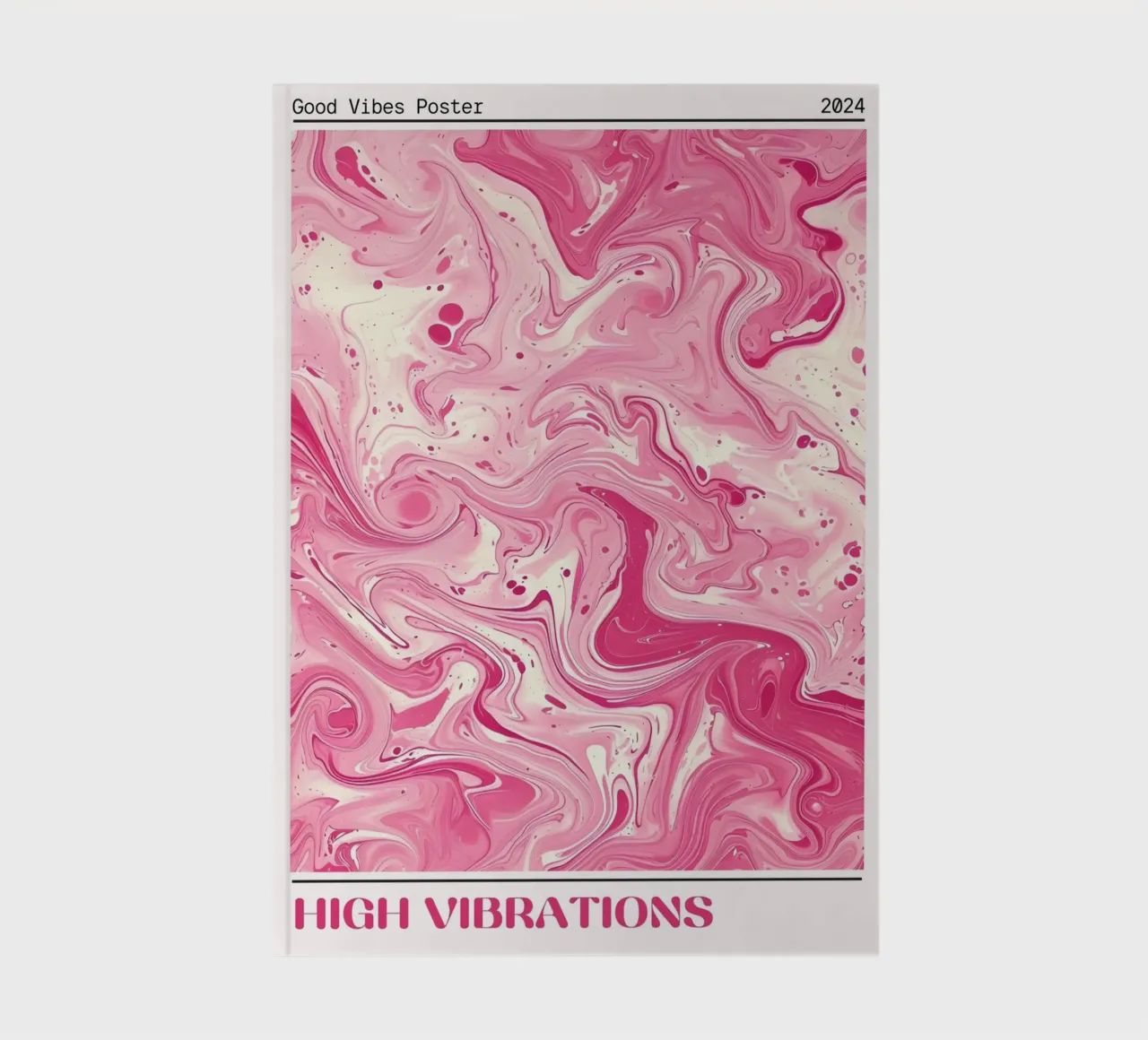 High Vibrations: Pink Marble Swirl Abstract Art Print notebook by homdeco