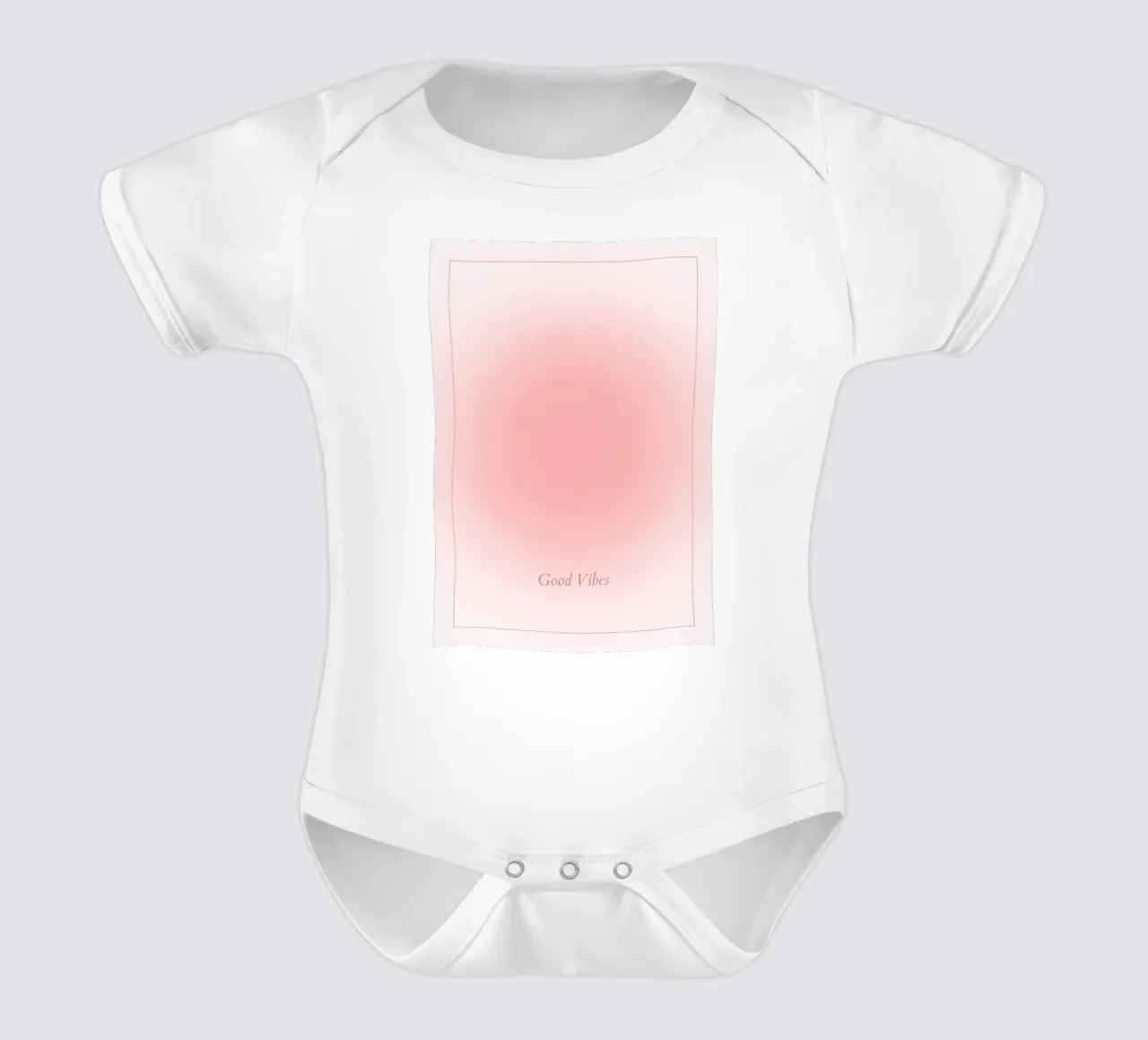 Good Vibes Aura: Ästhetischer Druck in Pastellrosa mit Farbverlauf Kurzarm Babybody von homdeco