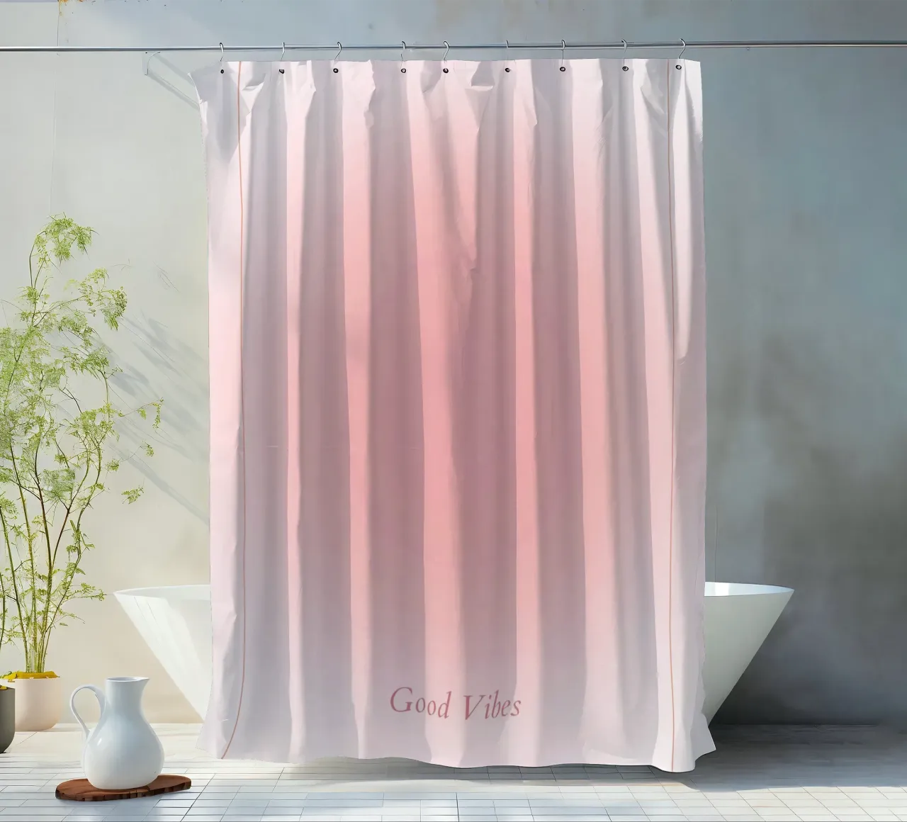 Good Vibes Aura: Pastel Pink Gradient Aesthetic Print shower curtain by homdeco