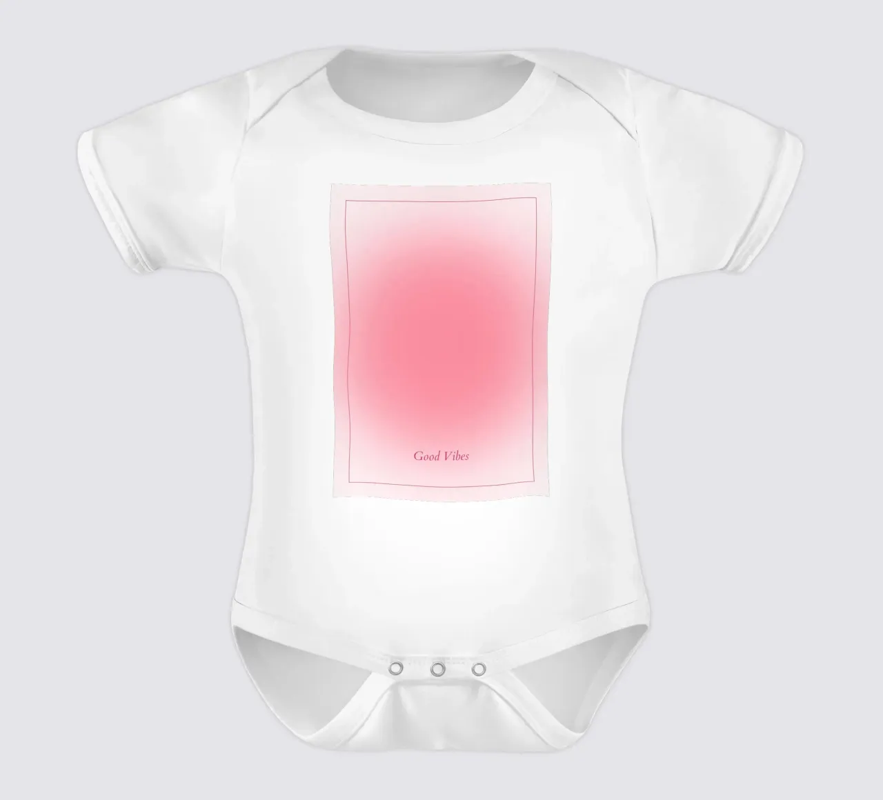 Good Vibes Aura: Helderroze Verloop Esthetische Print babyrompertje korte mouwen van homdeco