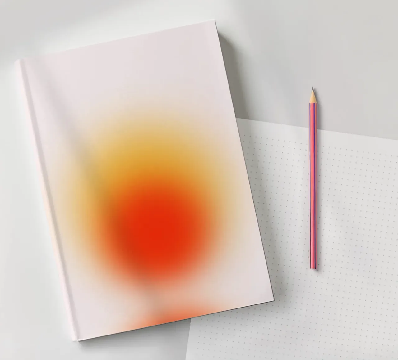 Sunset Aura: Warm Gradient Abstract Art Print notebook by homdeco