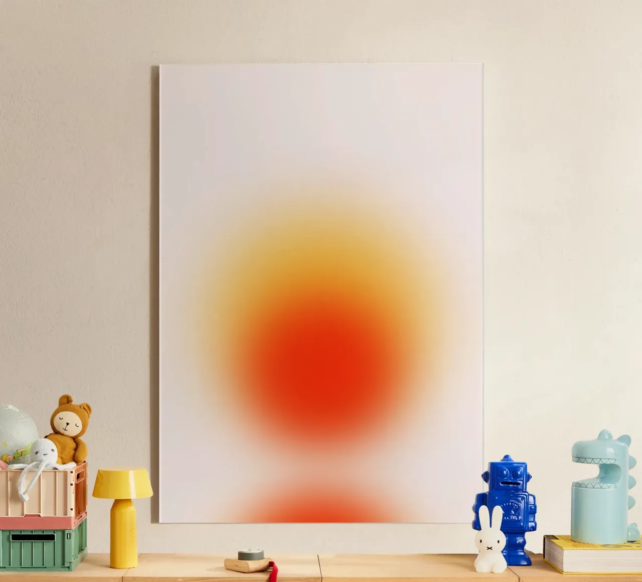 Sunset Aura: Abstracte kunstdruk met warm kleurverloop acryl van homdeco