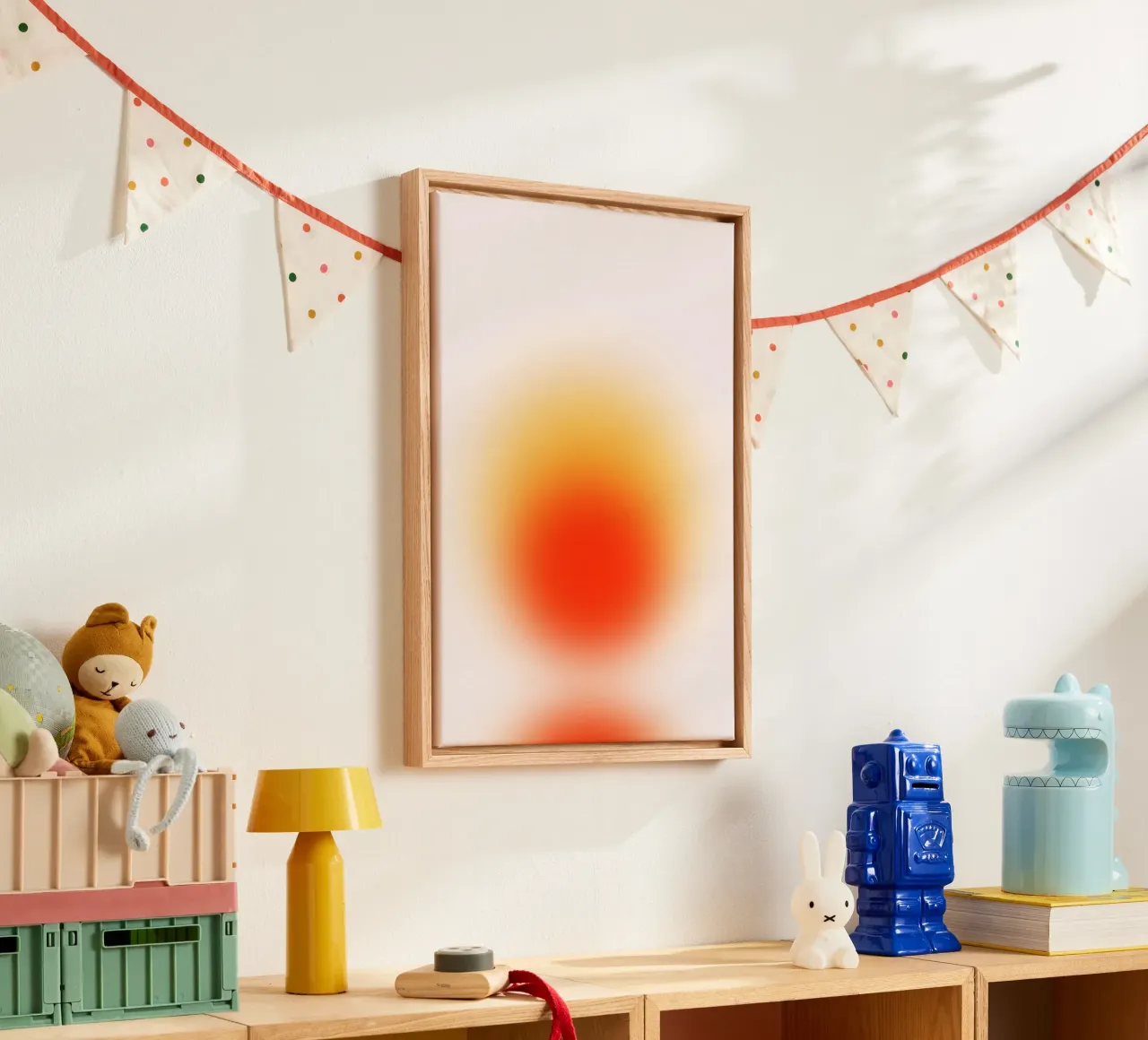 Sunset Aura: Abstracte kunstdruk met warm kleurverloop canvas van homdeco