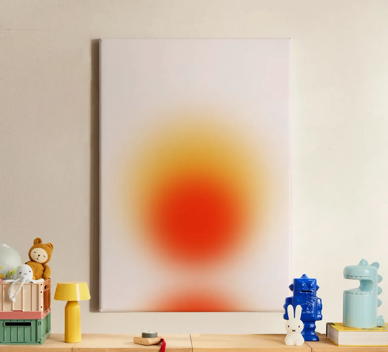 Sunset Aura: Abstracte kunstdruk met warm kleurverloop canvas van homdeco