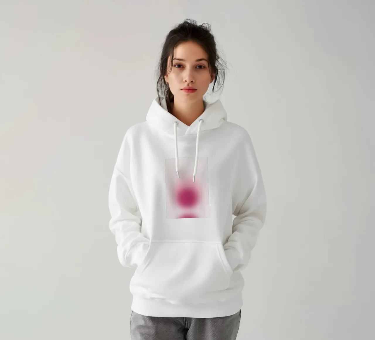Magenta Aura: Impresión abstracta en degradado rosa intenso sudadera con capucha de homdeco