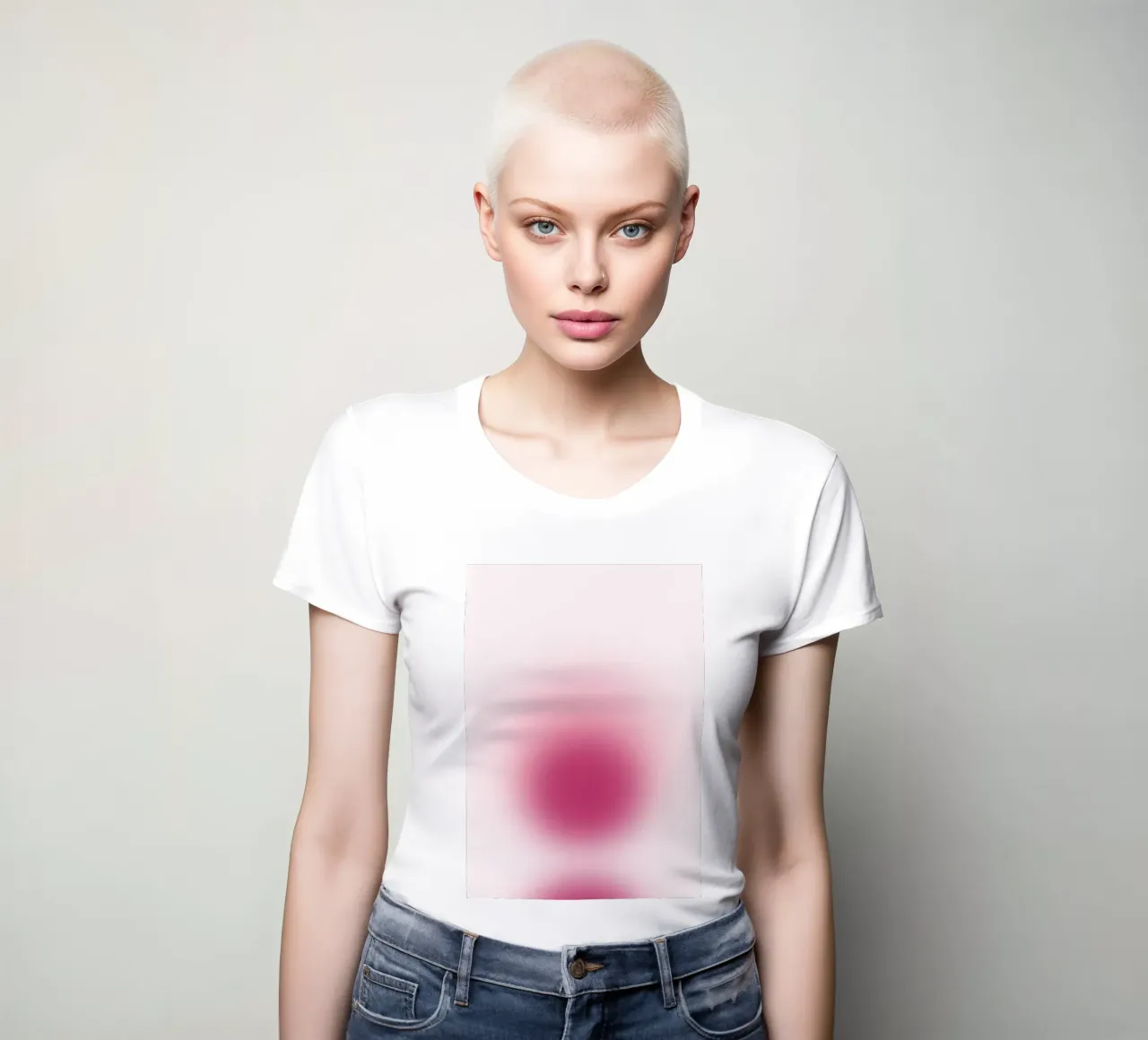 Magenta Aura: Dieproze verlopende abstracte print dames t-shirt getailleerd van homdeco