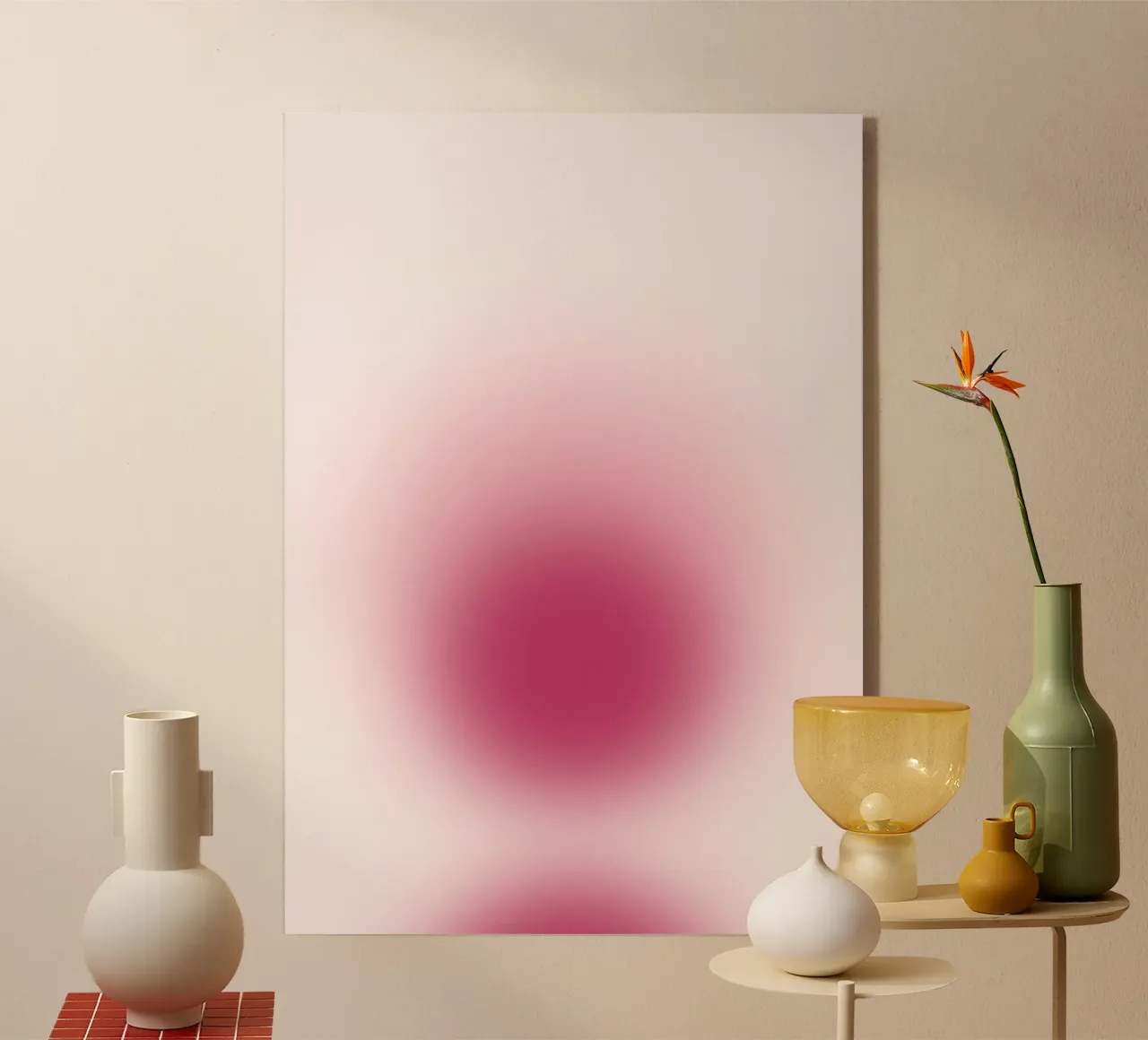 Magenta Aura: Deep Pink Gradient Abstract Print acrylic glass by homdeco