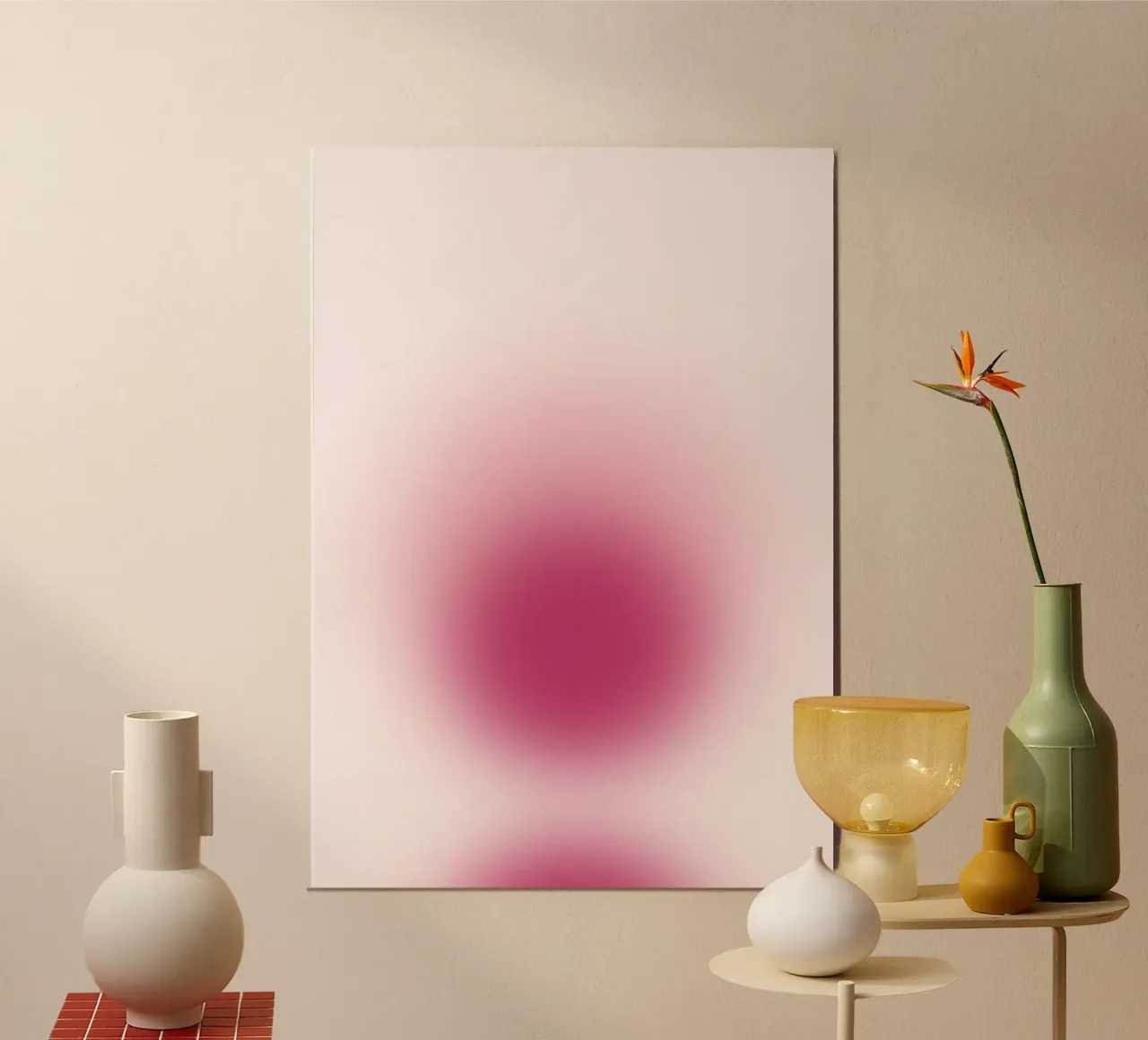 Magenta Aura: Deep Pink Gradient Abstract Print alu-dibond by homdeco