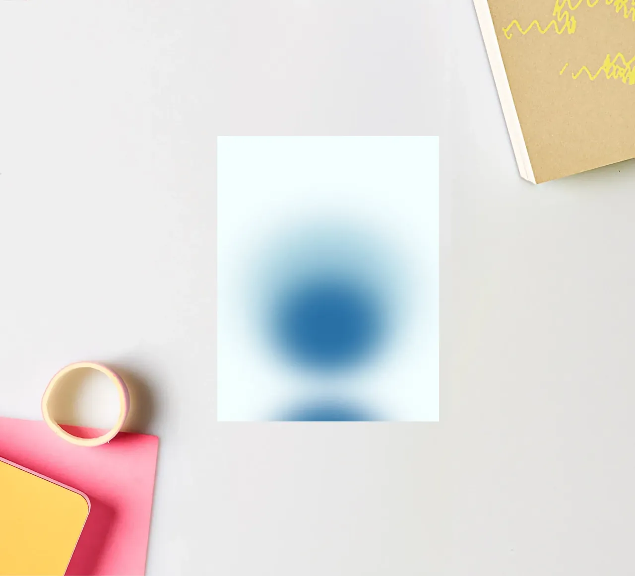 Ocean Aura: Diep Blauw Gradiënt Abstracte Kunstdruk sticker van homdeco