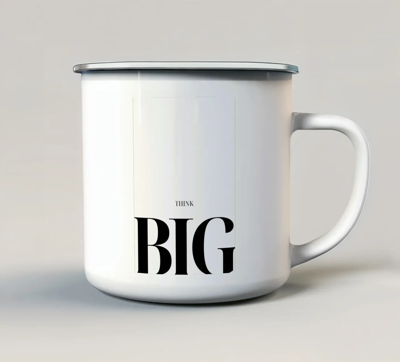 Think Big: Bold Minimalist Typography Print enamel mug by homdeco