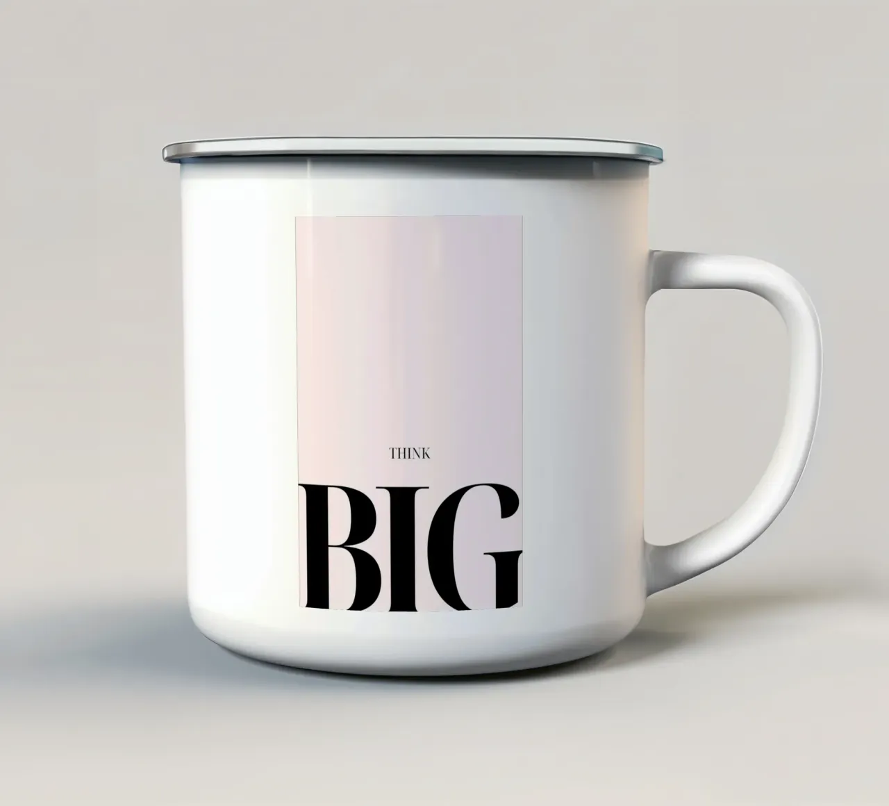 "Stampa d'arte con citazione minimalista "Think Big tazza in smalto da homdeco