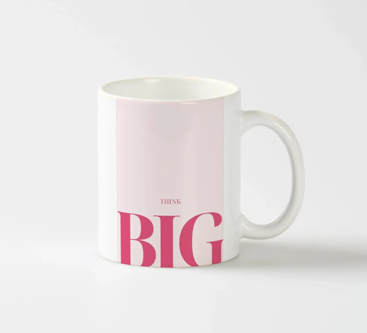 "Think Big" Chic Pink Motivational Art Print ceramic mug by homdeco