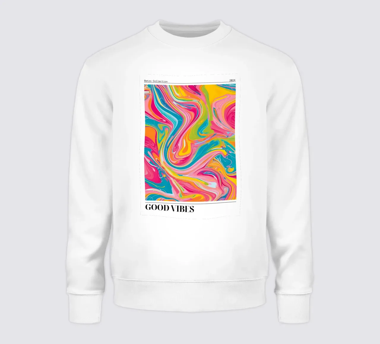 Retro Collectie "Good Vibes" Abstracte Werveling Kunst 2024 sweatshirt van homdeco