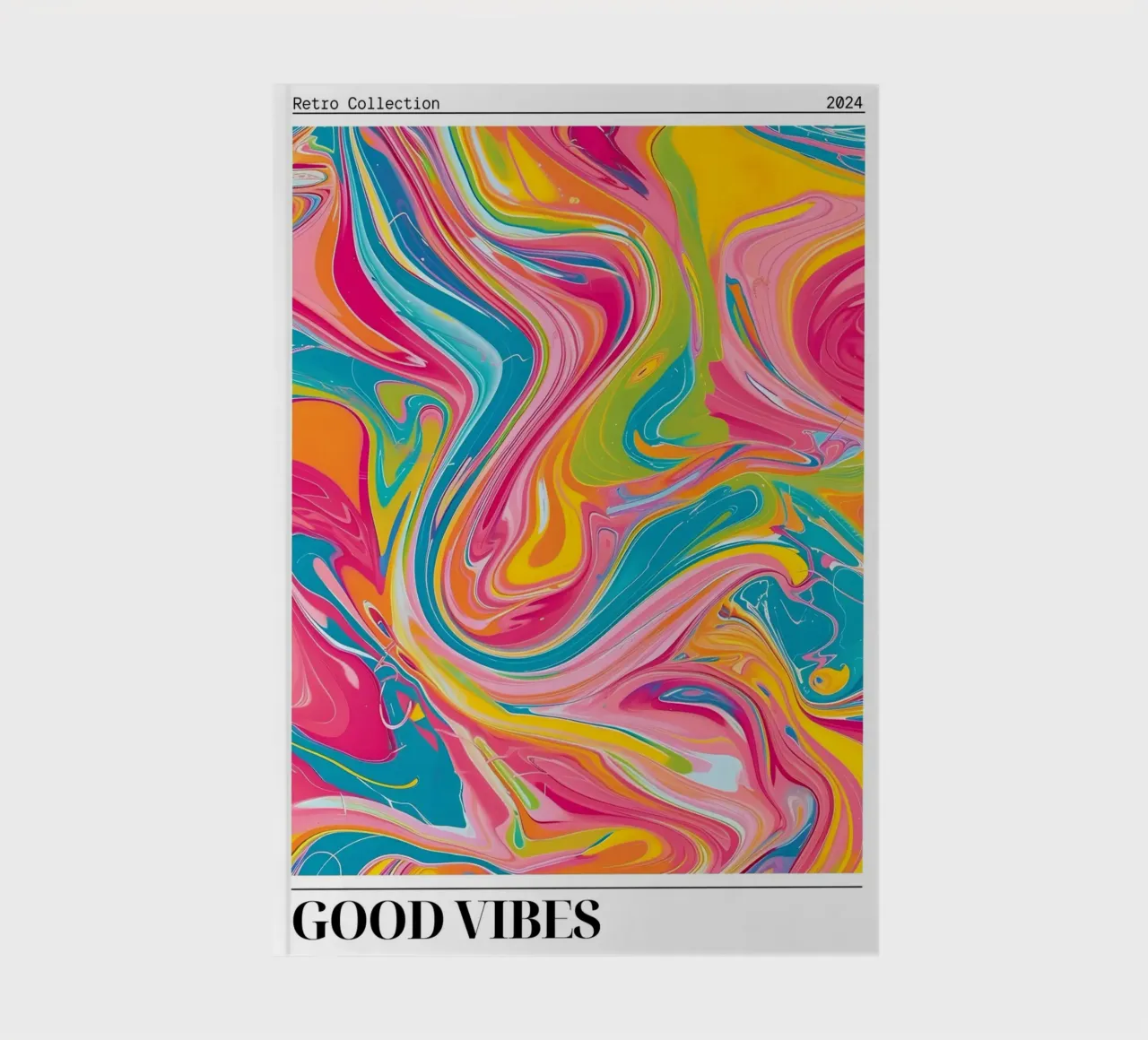 Retro Collection "Good Vibes" Abstract Swirl Art 2024 notebook by homdeco