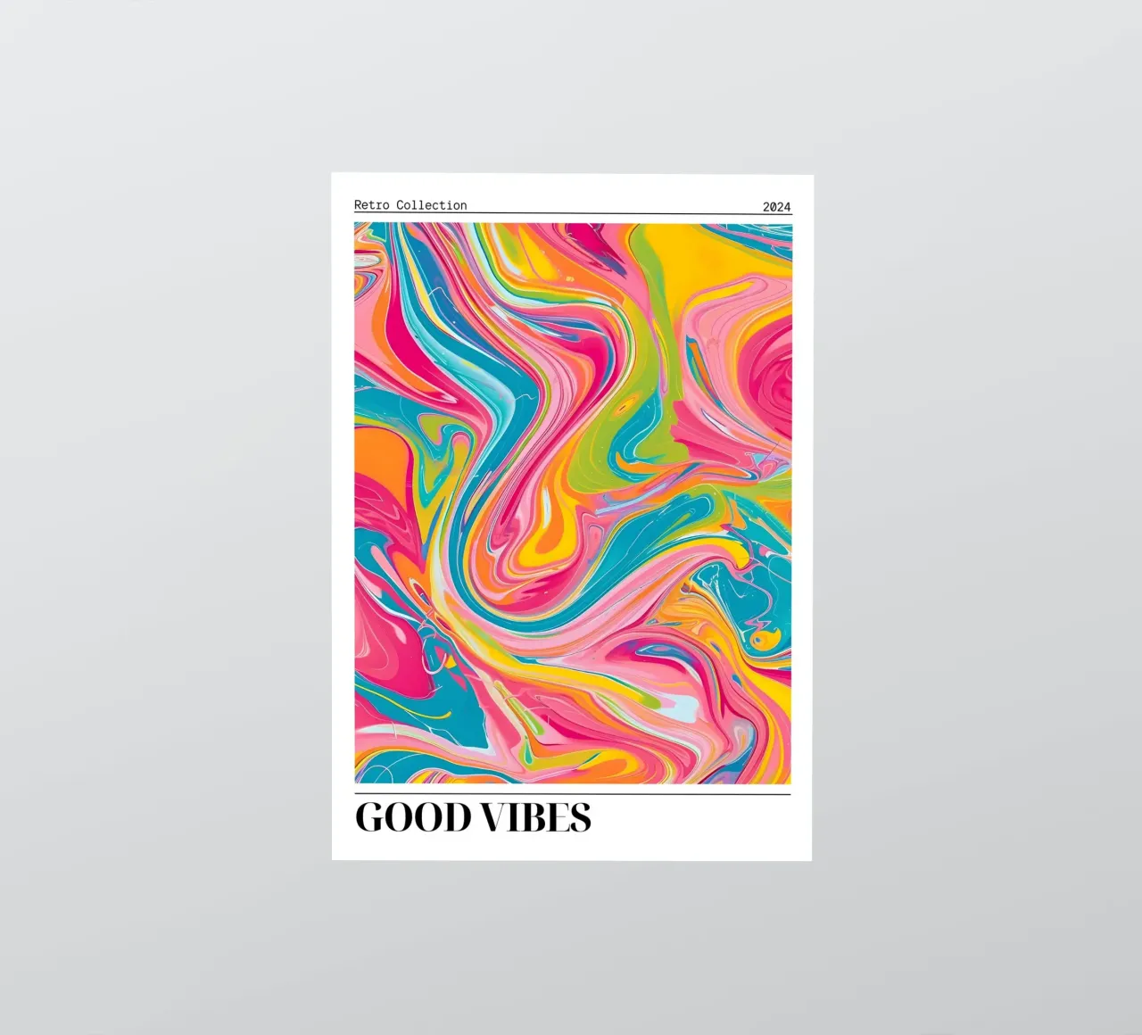 Retro Collection "Good Vibes" Abstract Swirl Art 2024 sticker by homdeco