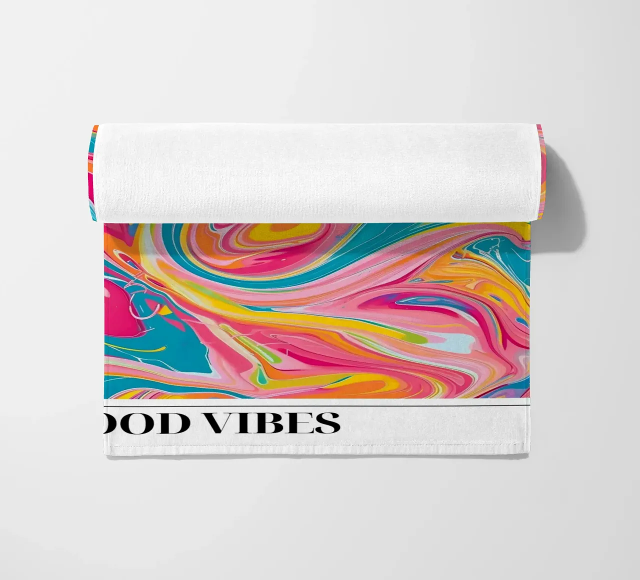 Retro Collectie "Good Vibes" Abstracte Werveling Kunst 2024 strandhanddoek van homdeco