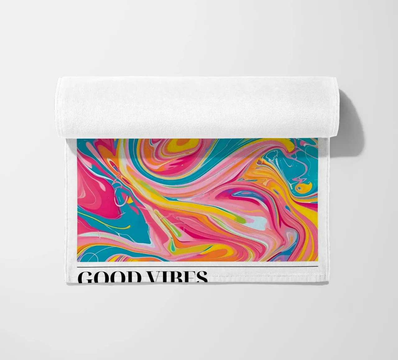 Retro Collectie "Good Vibes" Abstracte Werveling Kunst 2024 strandhanddoek van homdeco