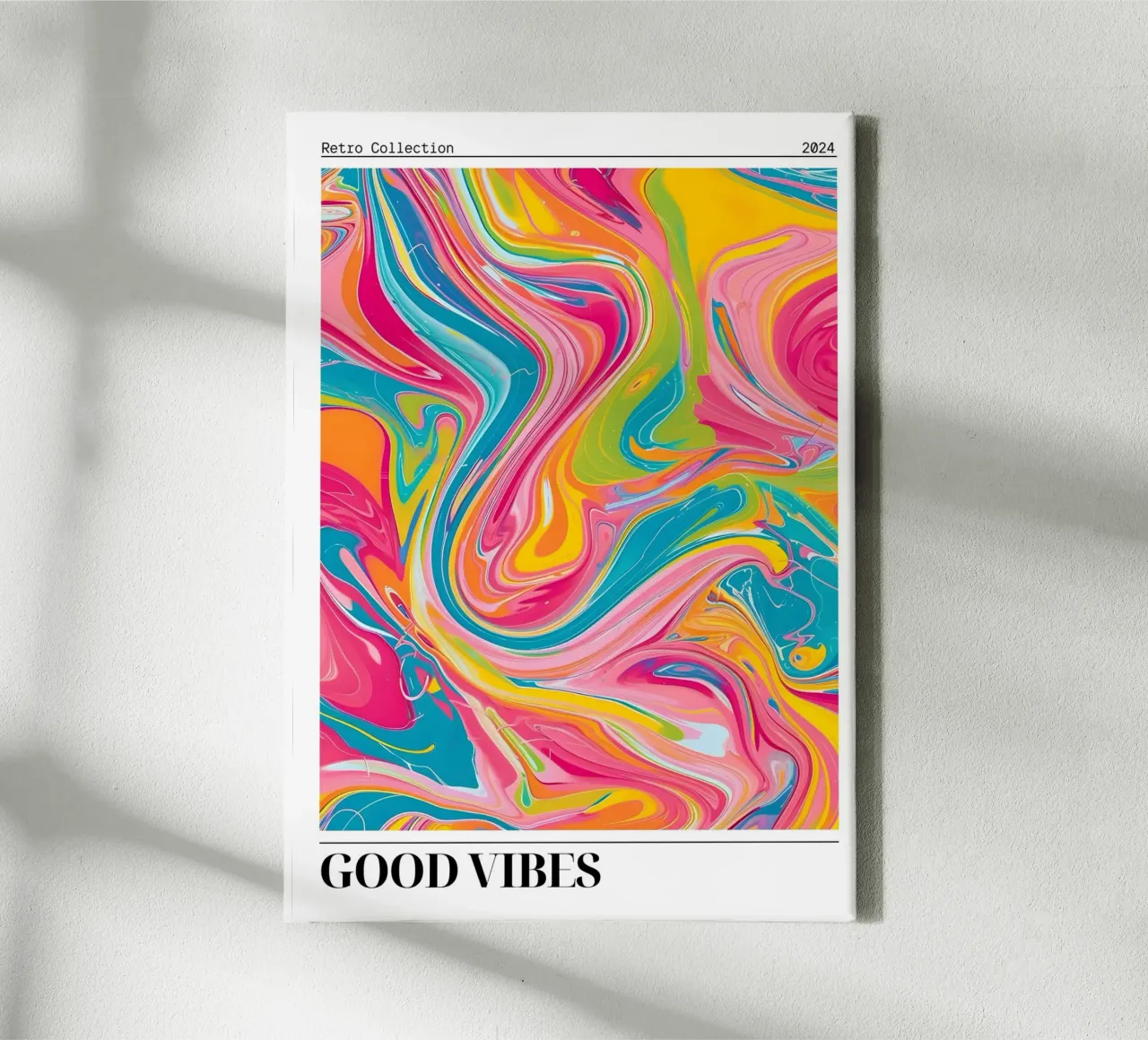 Retro Collection "Good Vibes" Abstract Swirl Art 2024 canvas by homdeco