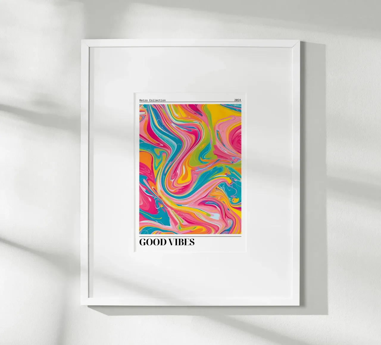 Retro Collectie "Good Vibes" Abstracte Werveling Kunst 2024 hahnemühle van homdeco