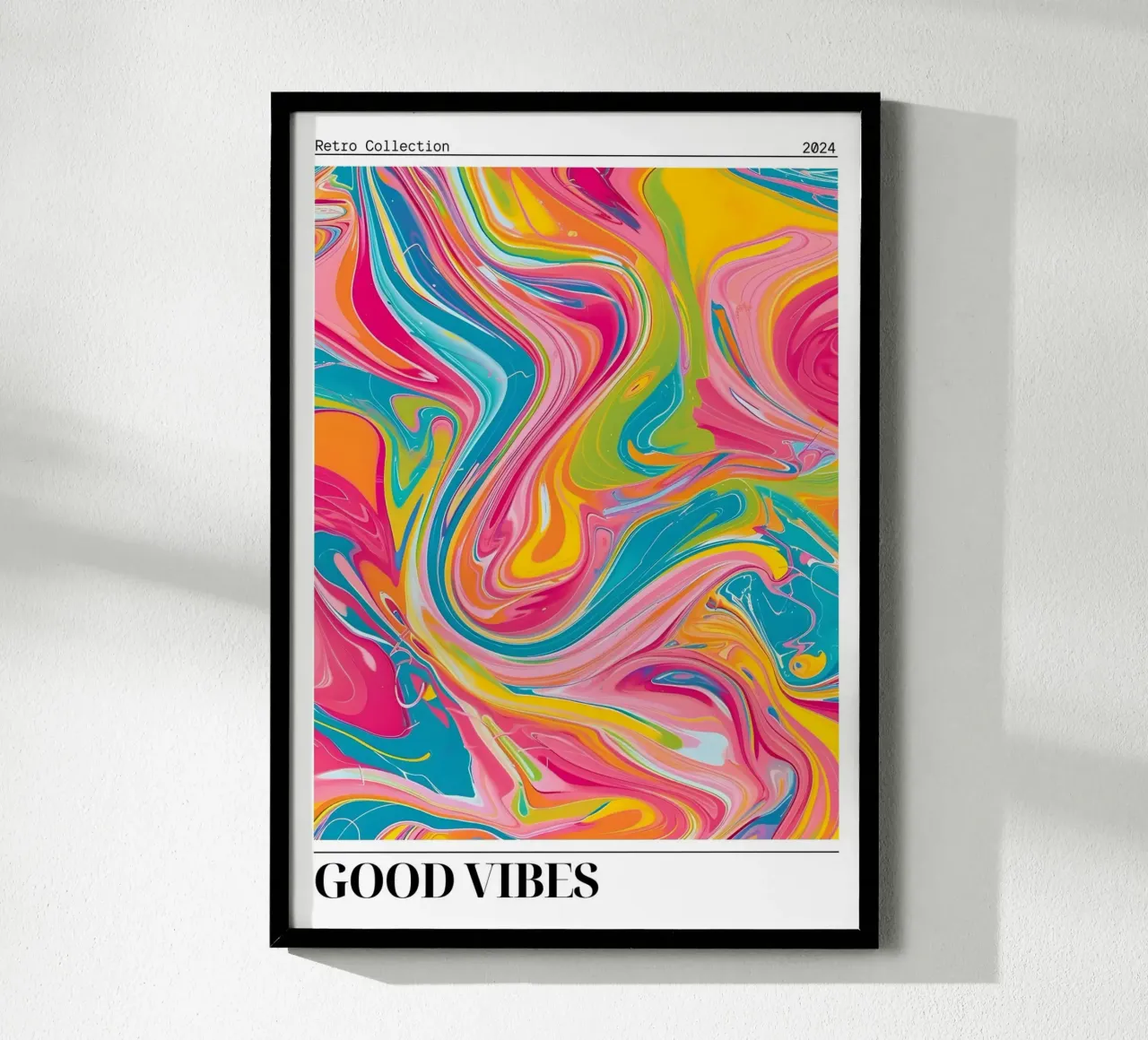 Retro Collectie "Good Vibes" Abstracte Werveling Kunst 2024 hahnemühle van homdeco