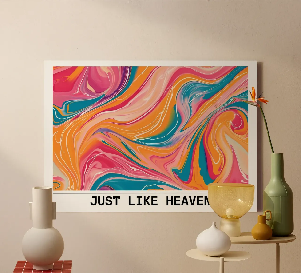 "Net als de hemel" Wervelende abstracte levendige kunst canvas met Baklijst van homdeco