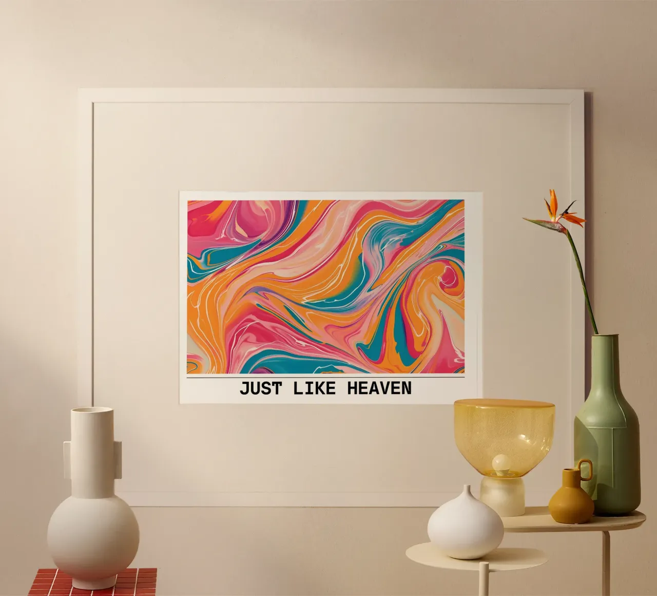 "Just Like Heaven" Wirbelnde Abstrakte Lebendige Kunst Poster mit Aluminium Rahmen von homdeco