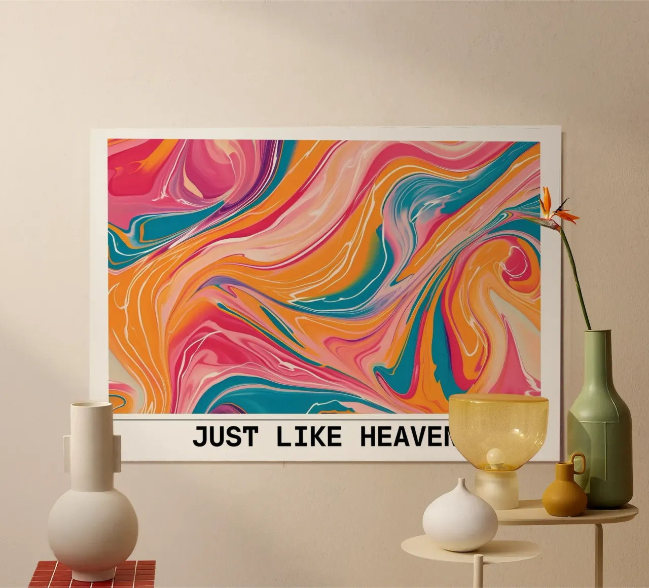 "Just Like Heaven" Wirbelnde Abstrakte Lebendige Kunst Poster mit Aluminium Rahmen von homdeco
