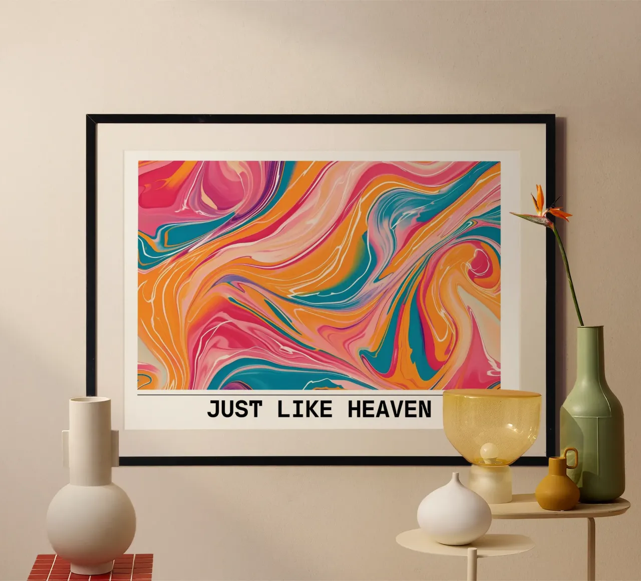 "Just Like Heaven" Wirbelnde Abstrakte Lebendige Kunst Poster mit Aluminium Rahmen von homdeco