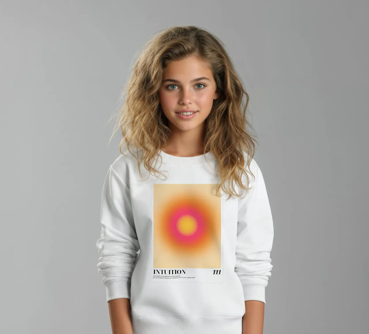 "Intuition 111" Angelic Aura Gradient Art Print kids sweatshirt by homdeco