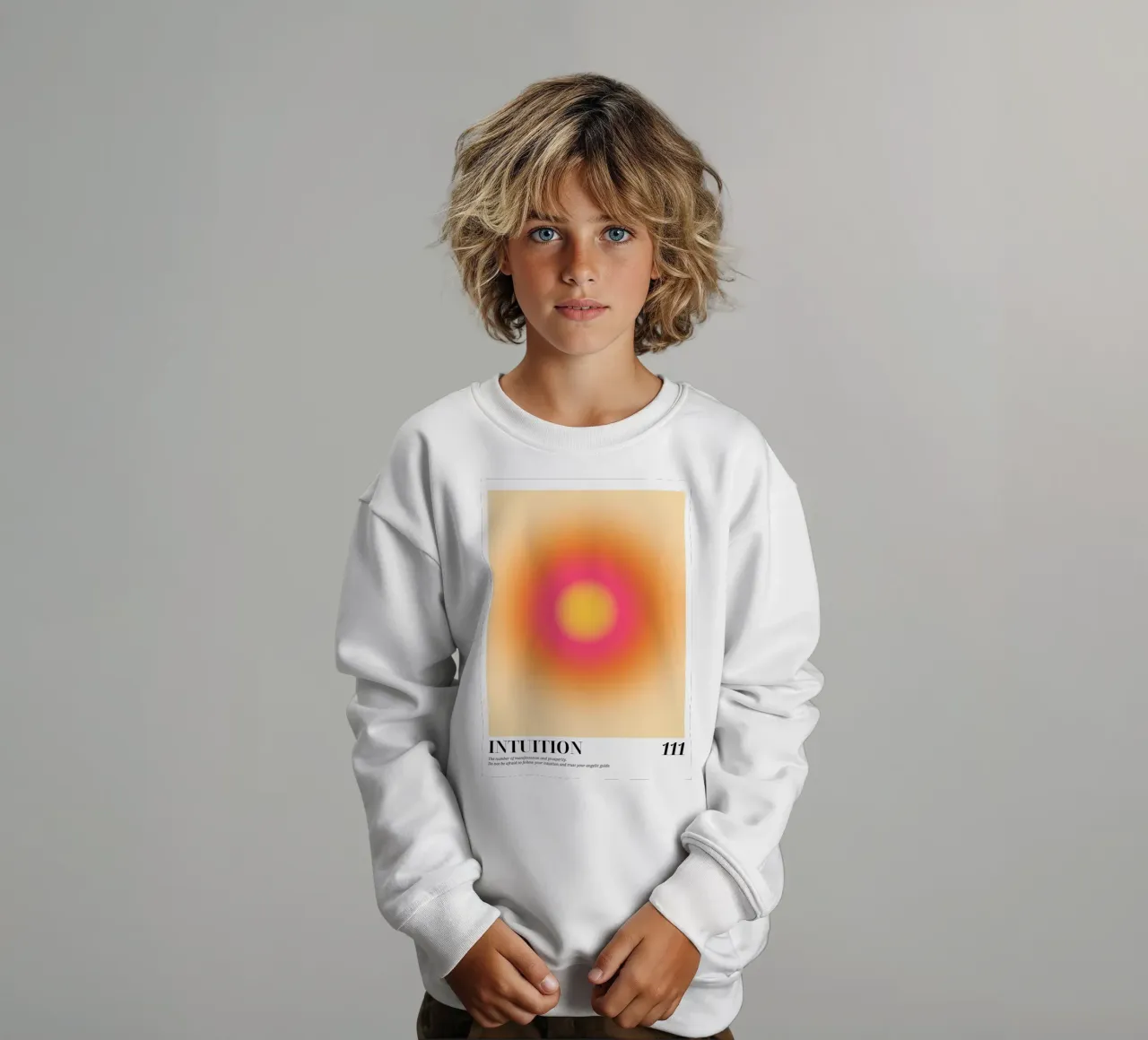 "Intuition 111" Angelic Aura Gradient Art Print kids sweatshirt by homdeco