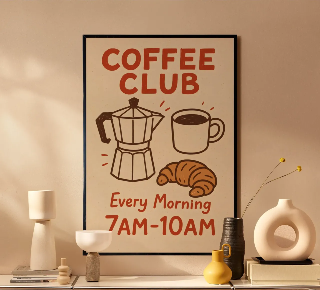 The Coffee Club poster con telaio in plastica da Wall of Whispers