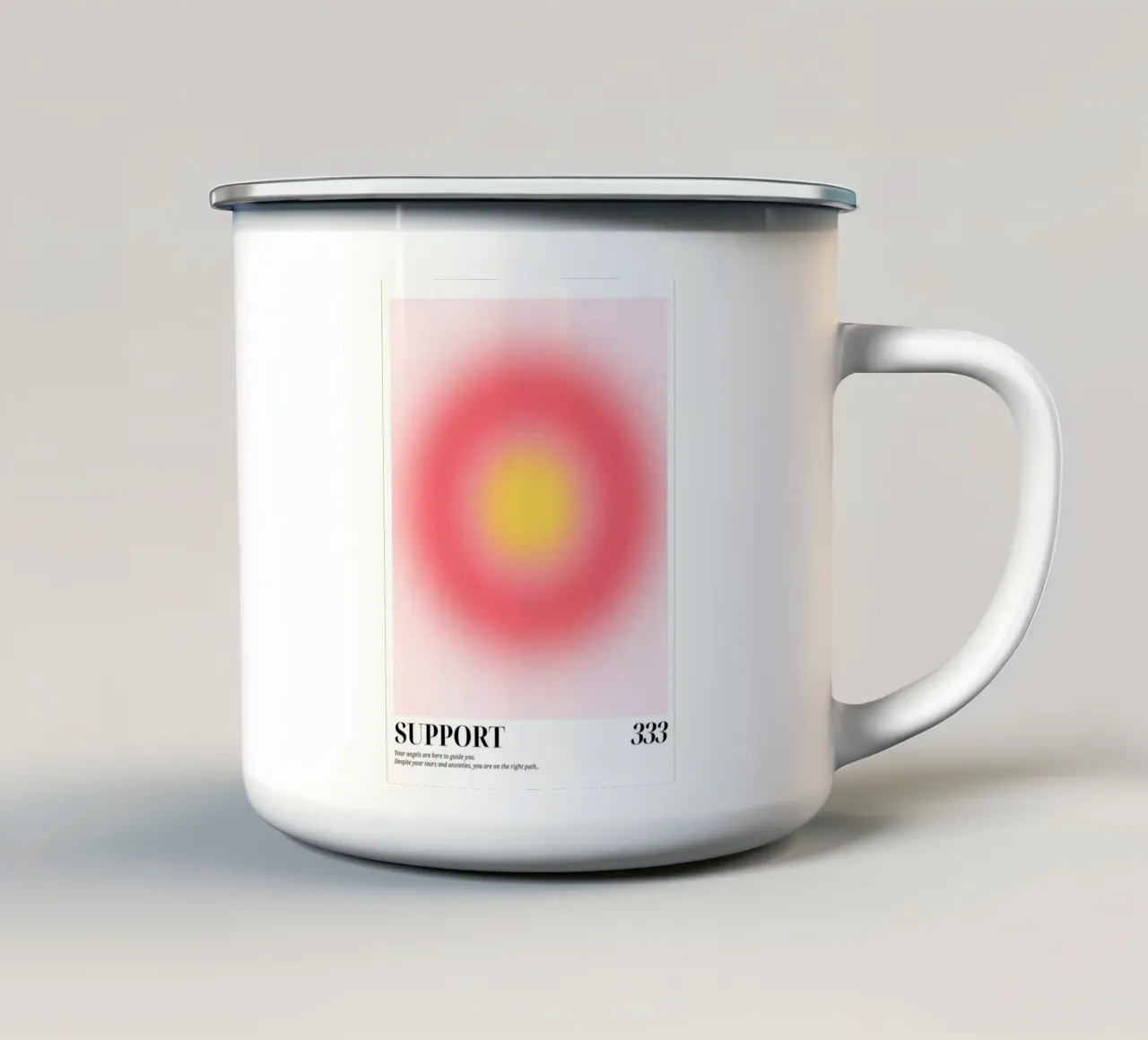 "Support 333" Engelen Aura Kleurverloop Kunstdruk emaille mok van homdeco