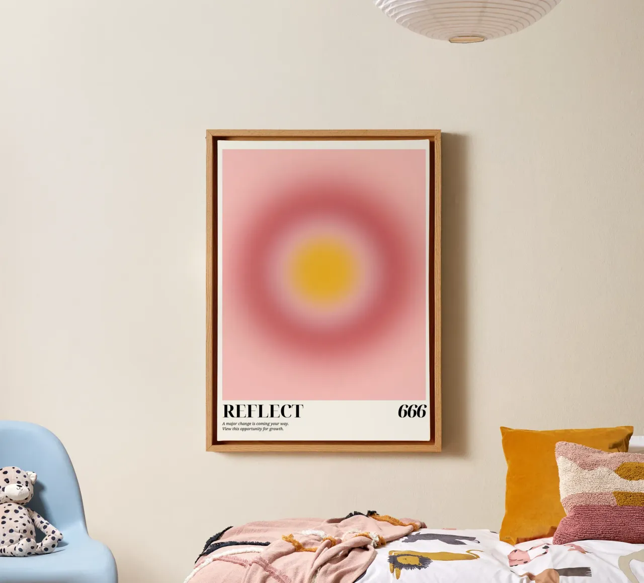 "Reflecteer 666" Engelen Getal Aura Kleurverloop Kunst canvas met Baklijst van homdeco