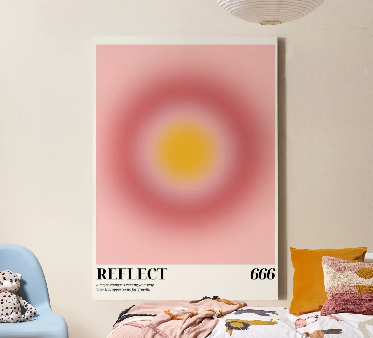 "Reflecteer 666" Engelen Getal Aura Kleurverloop Kunst canvas met Baklijst van homdeco