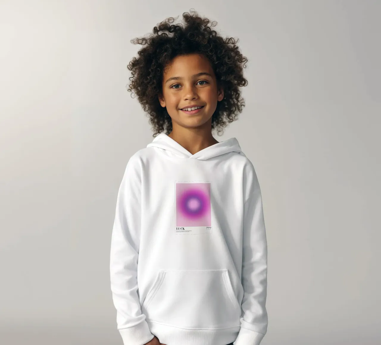 "Fortuna 777" Angelo Numero Aura Gradiente Arte felpa bambino con cappuccio da homdeco