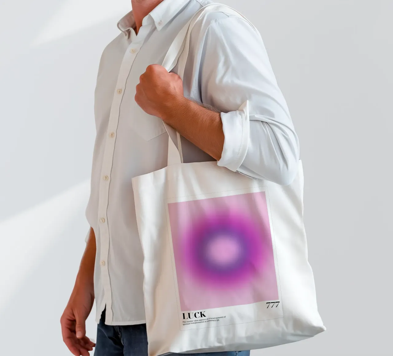 "Fortuna 777" Angelo Numero Aura Gradiente Arte borsa in juta da homdeco