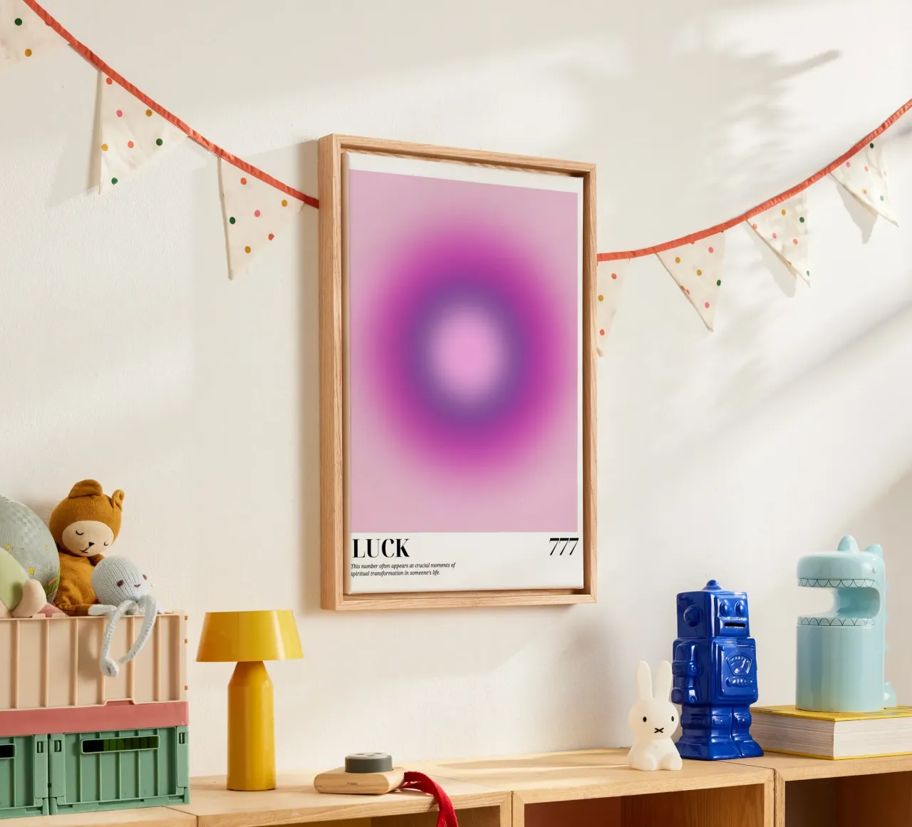 "Fortuna 777" Angelo Numero Aura Gradiente Arte tela con Cornice a cassetta da homdeco