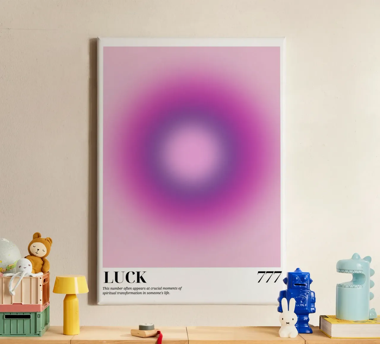 "Fortuna 777" Angelo Numero Aura Gradiente Arte tela con Cornice a cassetta da homdeco