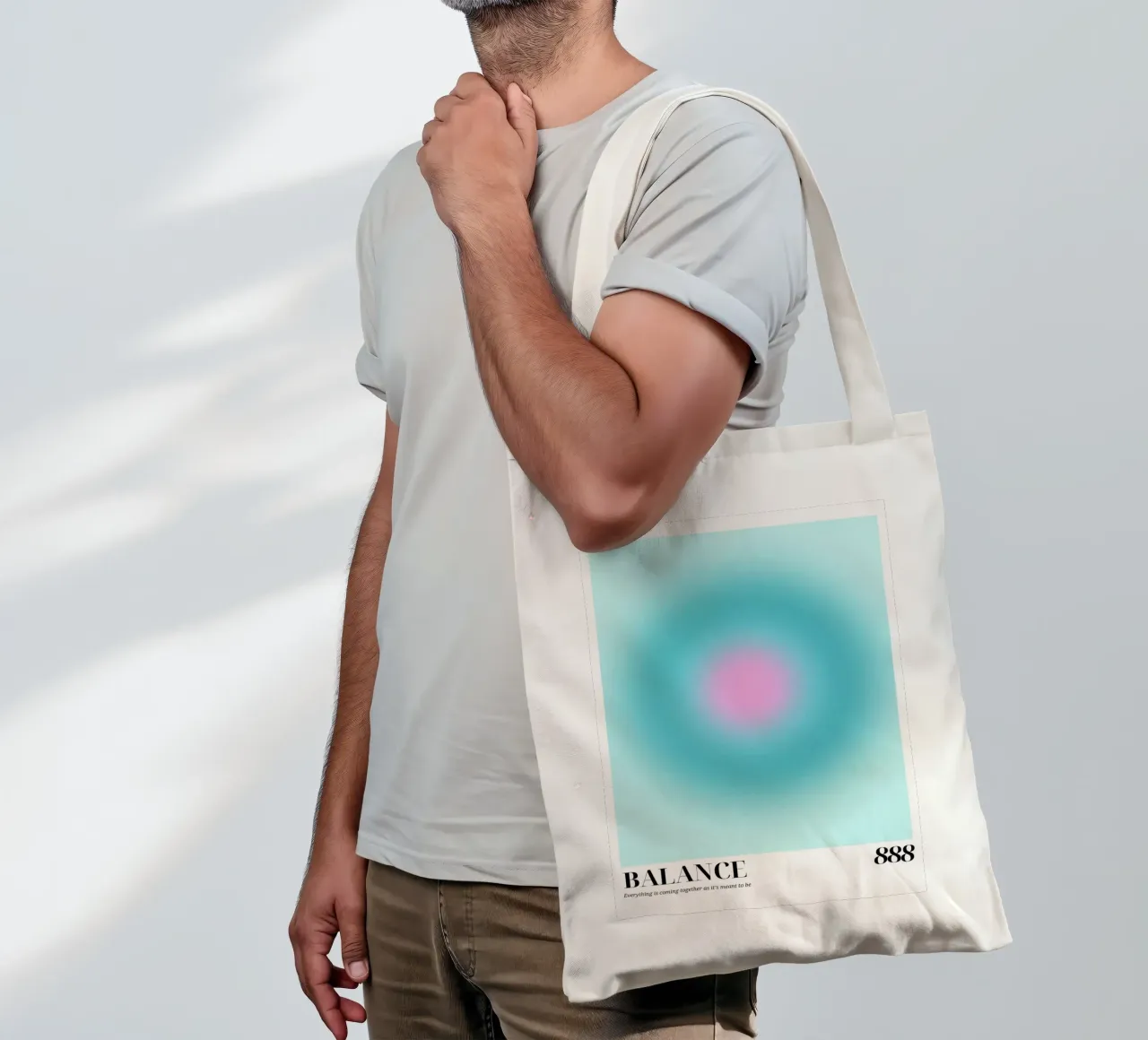 "Equilibrio 888" Angelo Numero Aura Gradiente Arte borsa in juta da homdeco