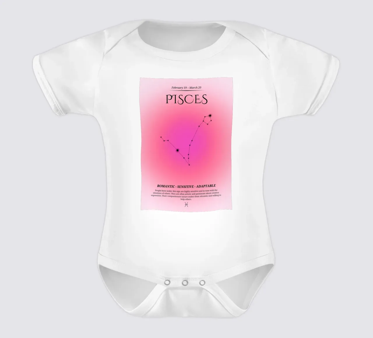 Fische Tierkreiszeichen Sternbild Rosa Aura Kunstdruck Kurzarm Babybody von homdeco