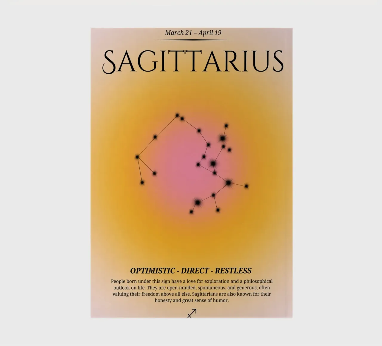Sagittarius Zodiac Constellation Orange Aura Art notebook by homdeco
