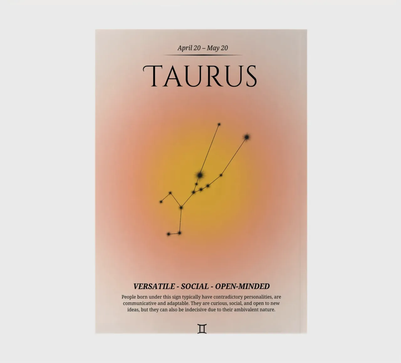 Taurus Zodiac Constellation Orange Aura Art Print notebook by homdeco