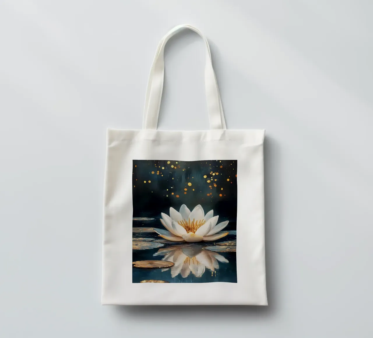 Water lily in the starry rain tote bag by Art-Nouveau-Dsg