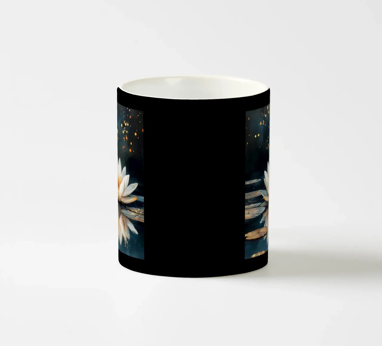 Ninfea sotto la pioggia stellata tazza in ceramica da Art-Nouveau-Dsg